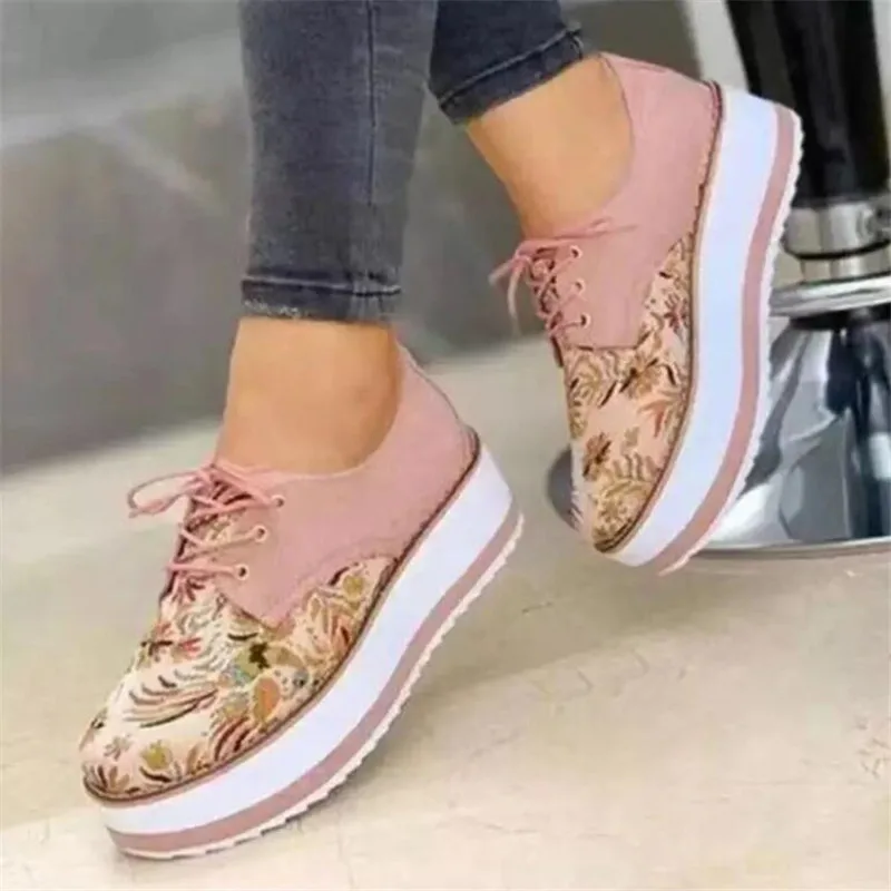 

New women's sneakers fashion round head color matching lace-up thick-soled lightweight comfortable large size casual shoes for