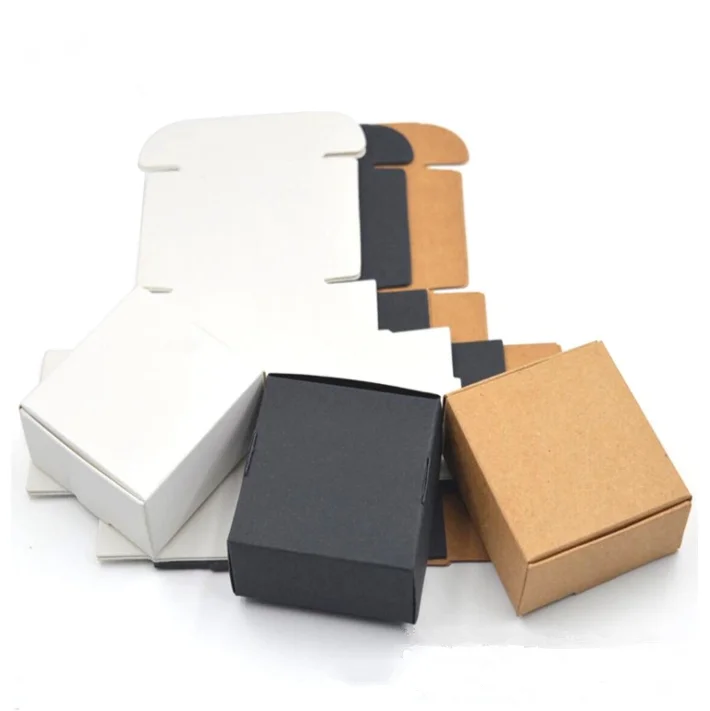 50 шт. Крафт бумажная коробка из крафт-бумаги белая/черная картон подарки