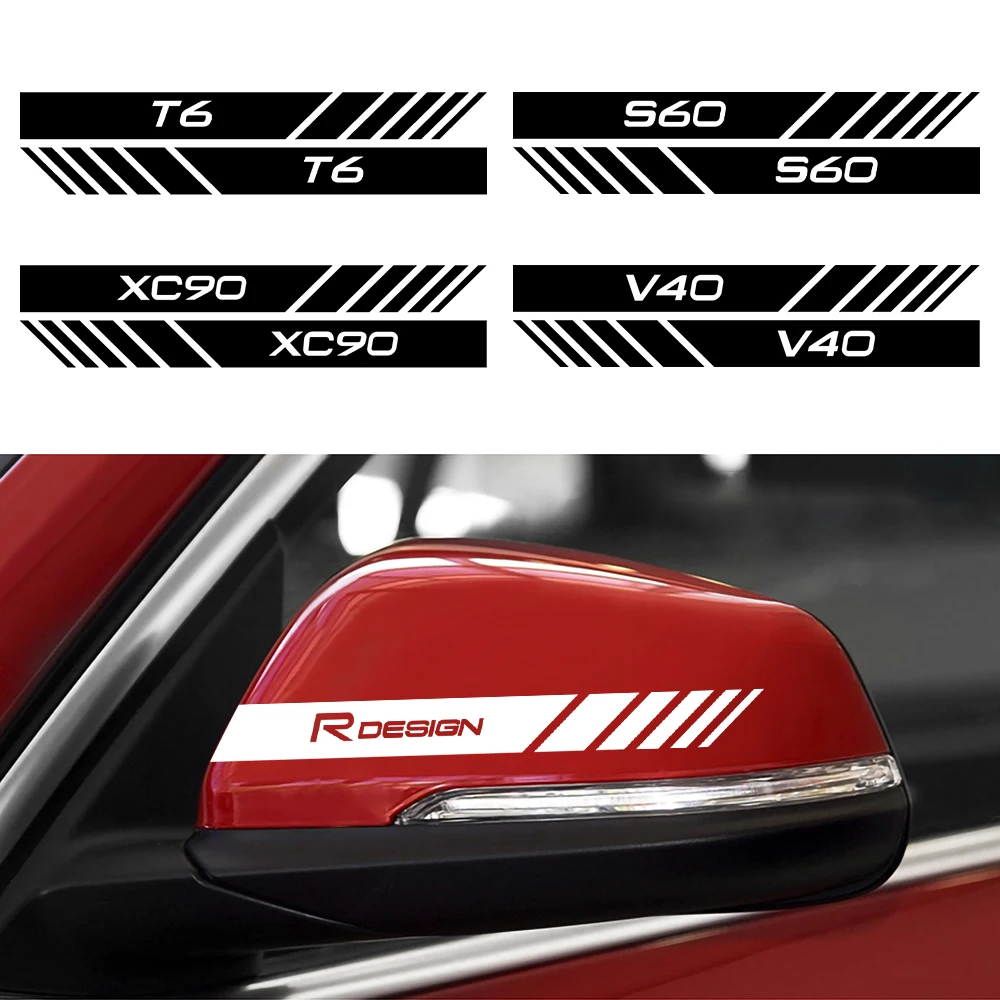 

2PCS Car Rearview Mirror Side Decor Stickers for Volvo Rdesign T6 AWD S40 S60 S90 XC40 XC 60 XC90 V40 V50 V60 V70 V90 Accessorie