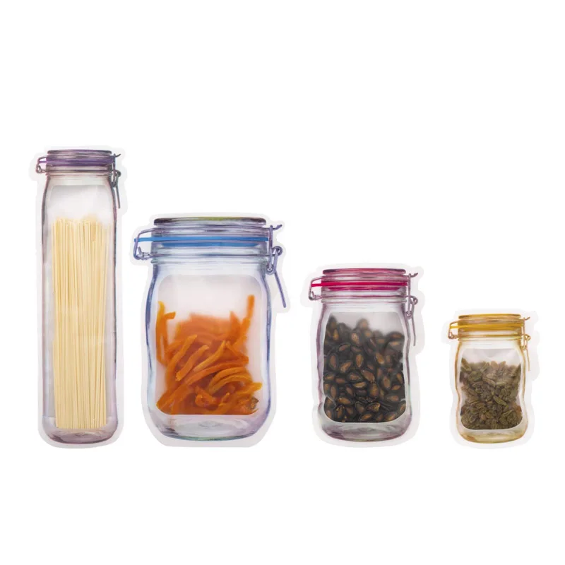 16 шт/4 шт многоразовые мешочки Mason Jar портативные на молнии пакеты для хранения еды