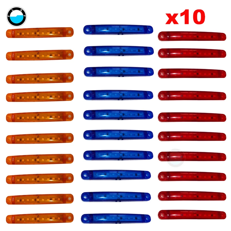 

10 pcs 9LED side light truck warning light LED strip light truck display width light 24V transparent edge light.