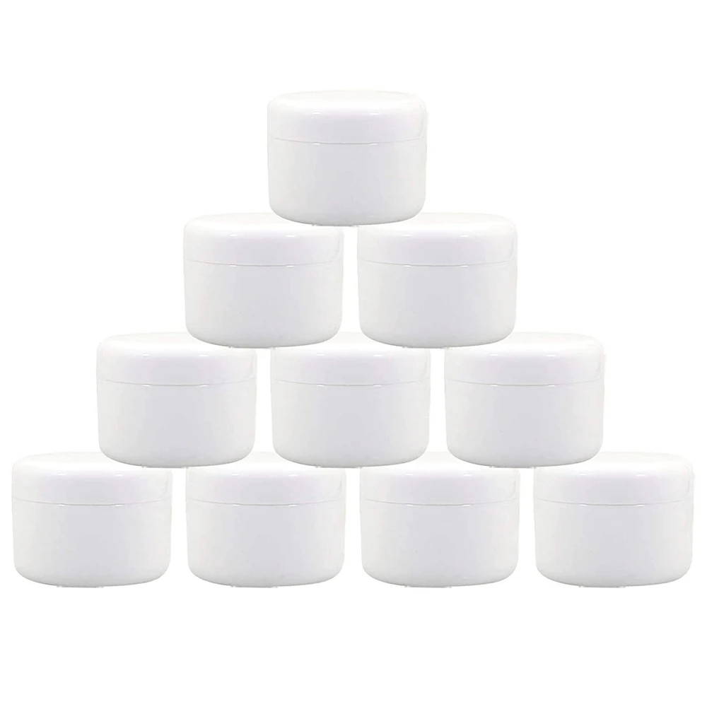 

10pcs White Cream Jars 10g/20g/30g/50g/100g Empty Plastic Refillable Bottles Travel Facial Cleanser Lotion Cosmetic Container