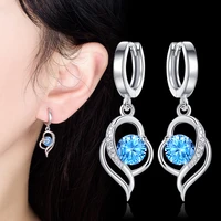new arrival 30 silver plated trendy shiny cz zircon flower ladies hanging earrings jewellery accessories gifts no fade
