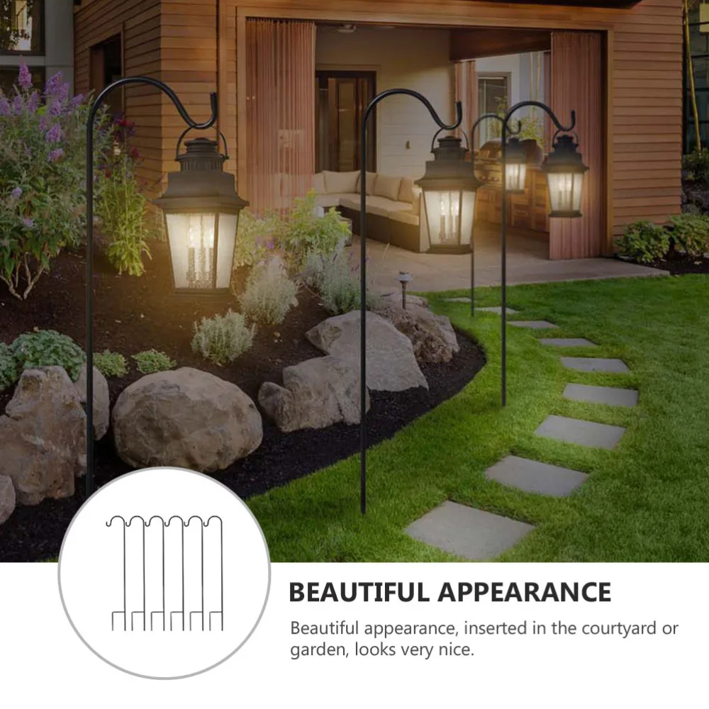 

6pcs Shepherd Hooks Iron Hook Garden Ground Rod Handicraft Stand Hanger