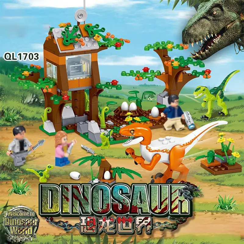 365 шт мир Юрского периода Динозавр кирпич портрет Раптор инкубационное основание