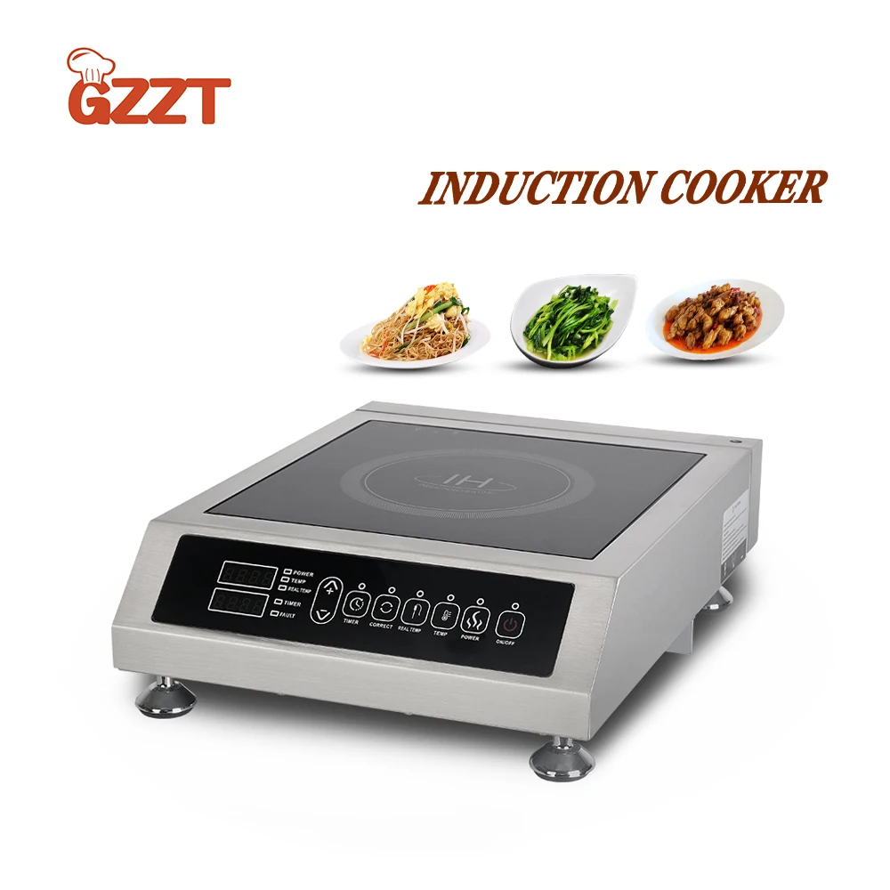 

GZZT Induction Cooker 3500W Timing Electric Stove Stainless Steel Ceramic Glass Stir Fry Flat Cooktop Button Control Waterproof