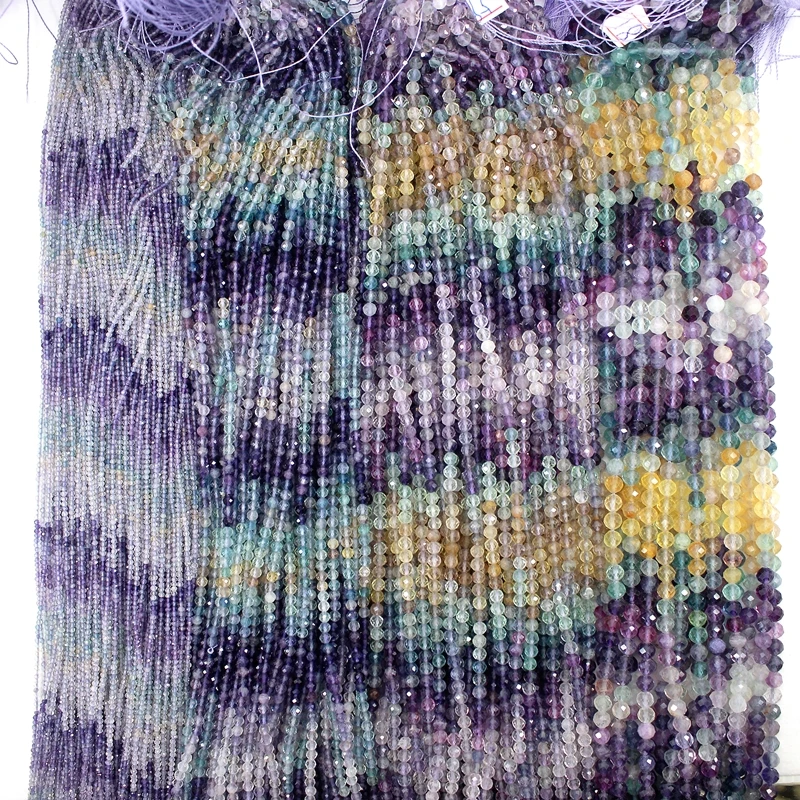 Градиентный цвет 2/3/4 мм флюорит турмалин лунный камень аметист маленькие