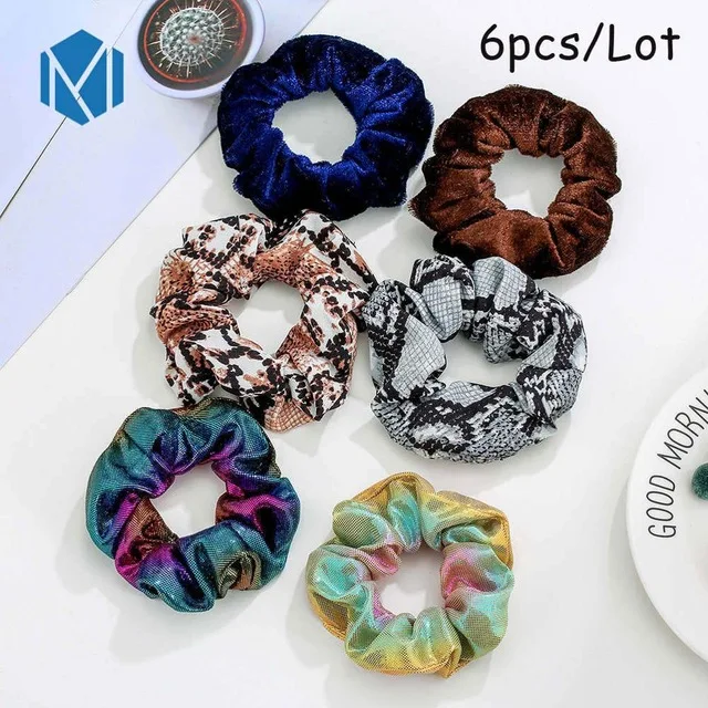 6pcs laser leopard 1 шт. блестящая металлическая эластичная резинка для волос с лазером для женщин и девочек, резинки для волос, держатель для конского хвоста, повязка на голову, аксессуары для волос - Цвет: 6pcs laser leopard