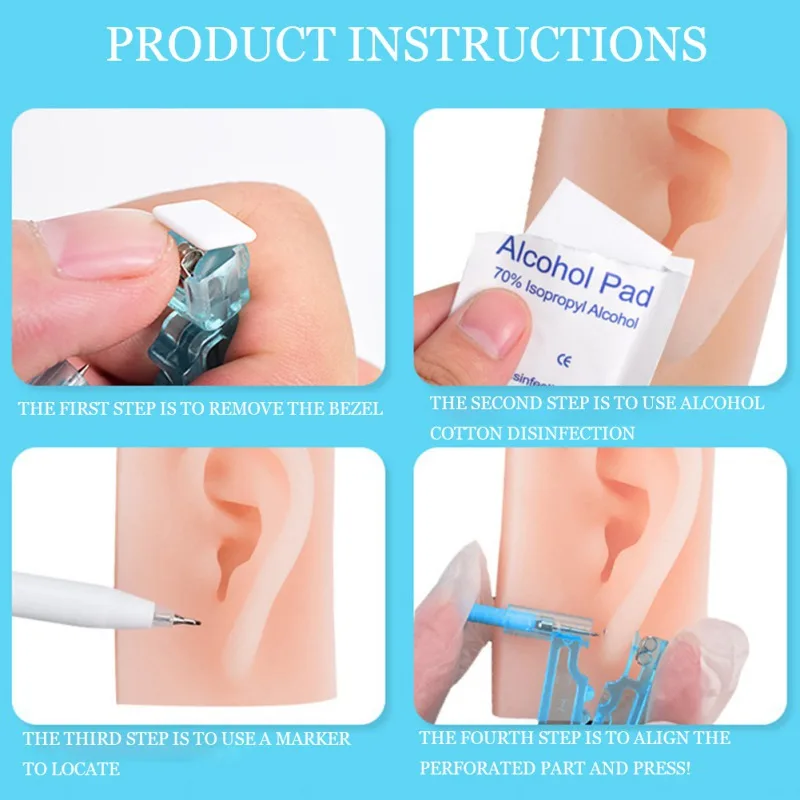 

NEW 1 PCS Painless Piercer Gun Build In Steel Stud Earring Ear Piercing Tool Healthy Safety Disposable Ear Piercing Tool Kit