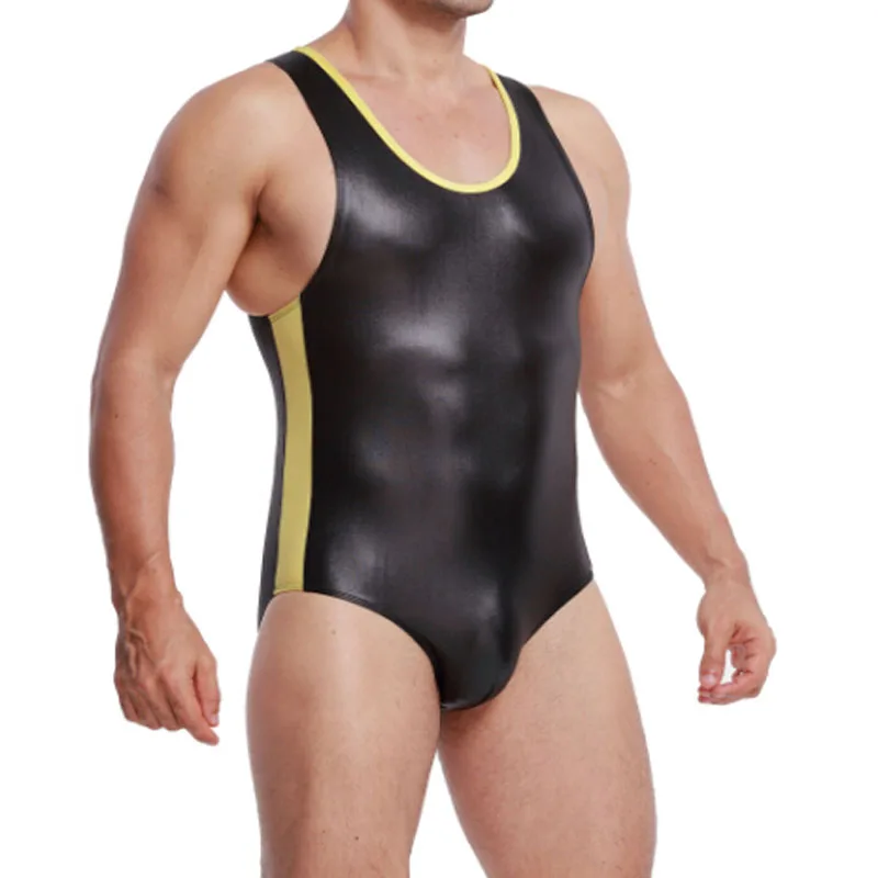 Мужское боди сексуальные цельные комбинезоны цветные из искусственной кожи в