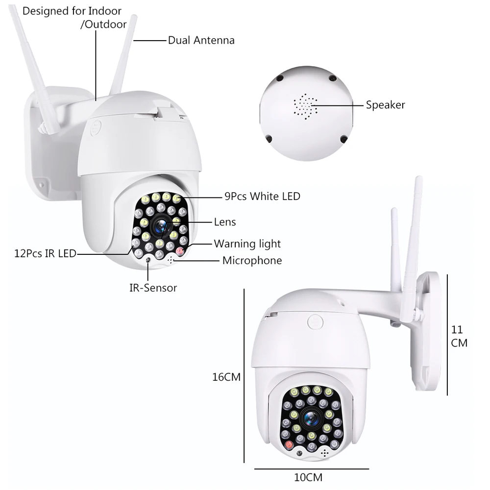 Беспроводная Wi Fi IP камера 1080P PTZ уличная скоростная купольная безопасности