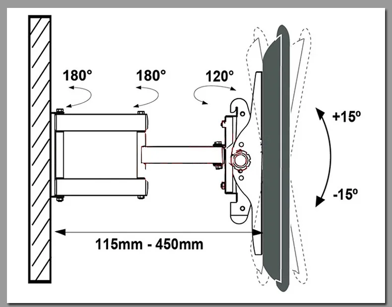 Сверхмощное настенное Угловое крепление для телевизора 26 55 дюймов гибкий
