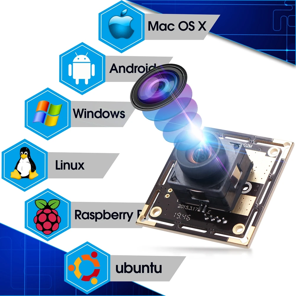 ELP 100 градусов объектив без искажений OV5640 cmos сенсор 5mp USB2.0 Автофокус камера для