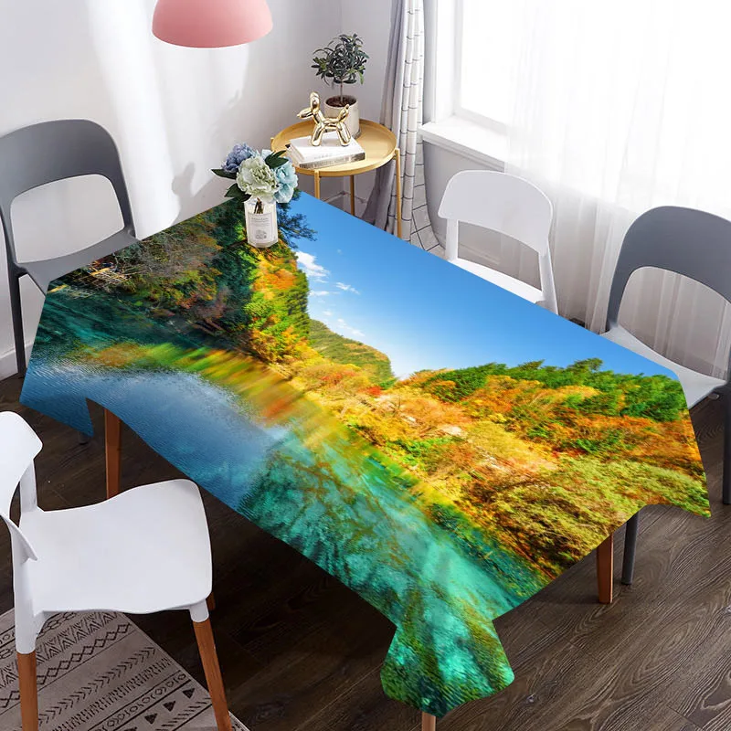 Пользовательский 3D чехол для стола кофейная скатерть с ландшафтным узором