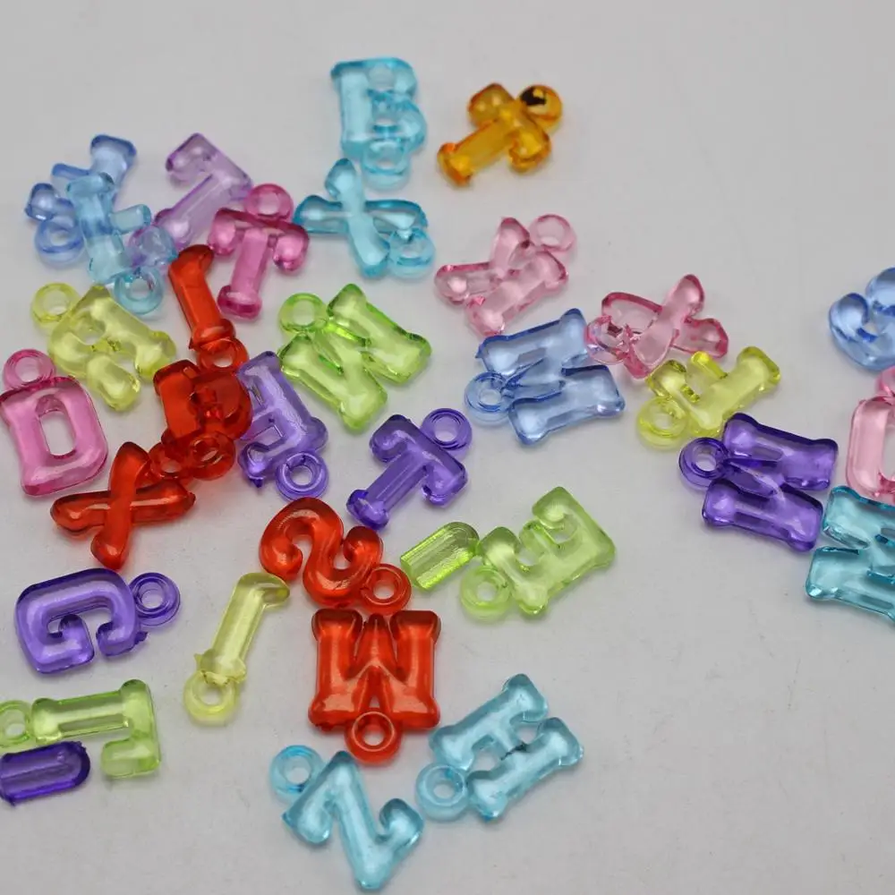 200 различных прозрачных акриловых подвесок с буквами алфавита 14 мм | Украшения и