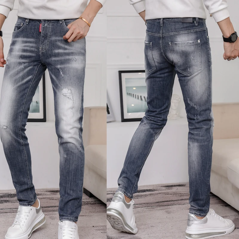 The locomotive High quality jeans European criminal D2 Italian brand jeans elastic jeans fit jeans denim pants