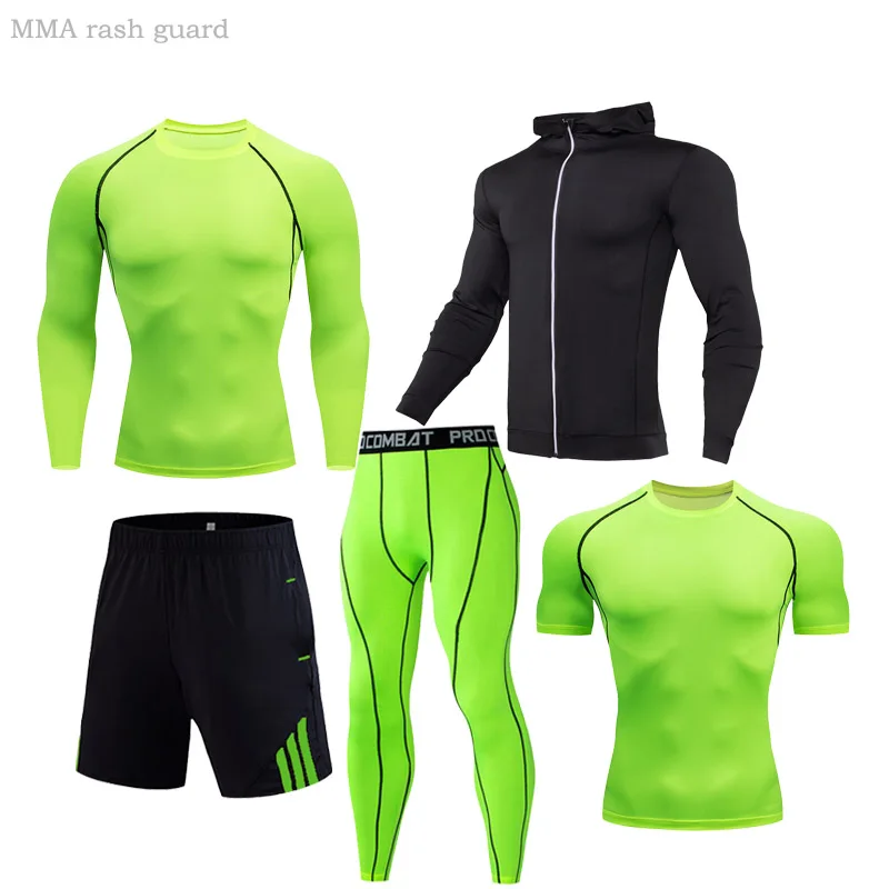 

Black Compression Leggings Set Men Sport Suit MMA Fitness Top Sweat Gym Shorts Running Tights Underwear Training The Basic Layer