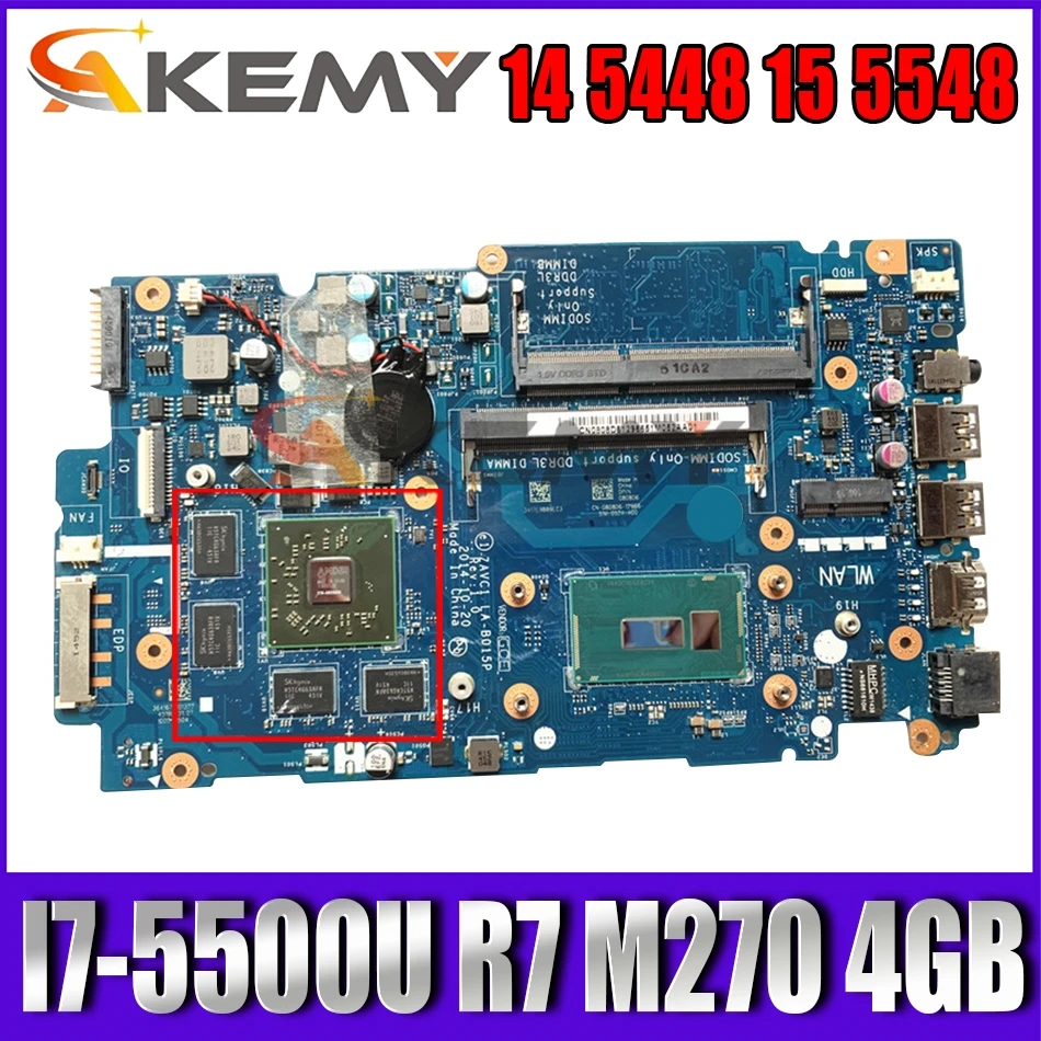 

For DELL Inspiron 14 5448 15 5548 Laptop Motherboard ZAVC1 LA-B015P CN-0VW3X0 0VW3X0 Wth i7-5500U CPU R7 M270 4GB-GPU 100% Test