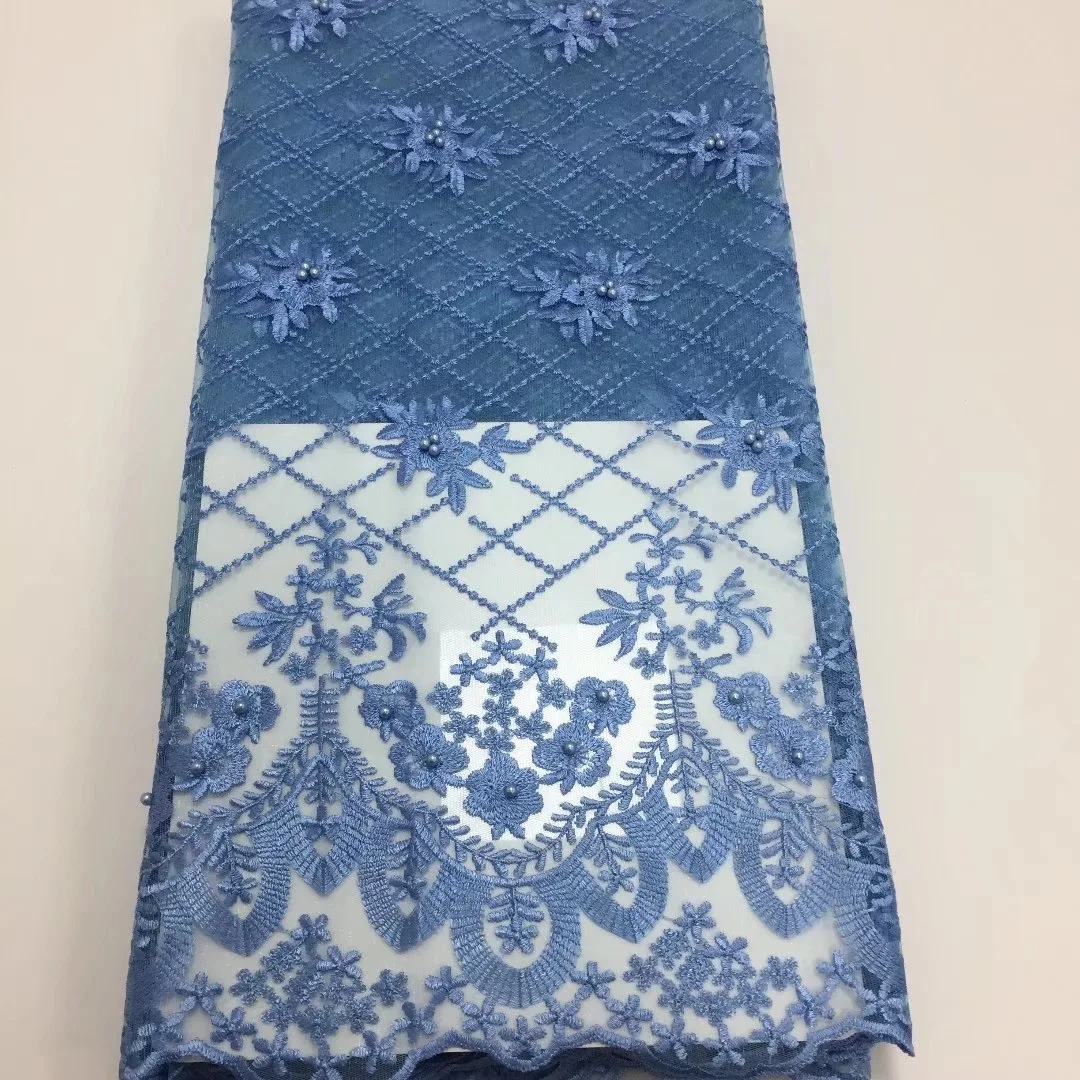 

Beautifical French lace fabrics tulle mesh lace fabric with beads Hot sale embroidey net lace fabric for women dress ML25N139