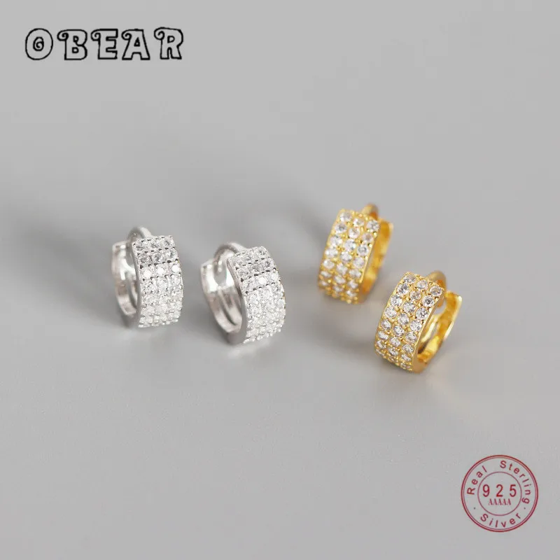 Женские сверкающие и блестящие серьги гвоздики OBEAR серебряные Многослойные из 100%