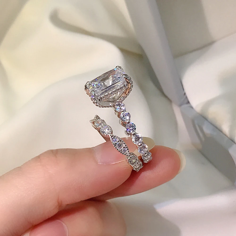 Реальные искусственные серебряные обручальные кольца 2 шт. в комплекте блестящие