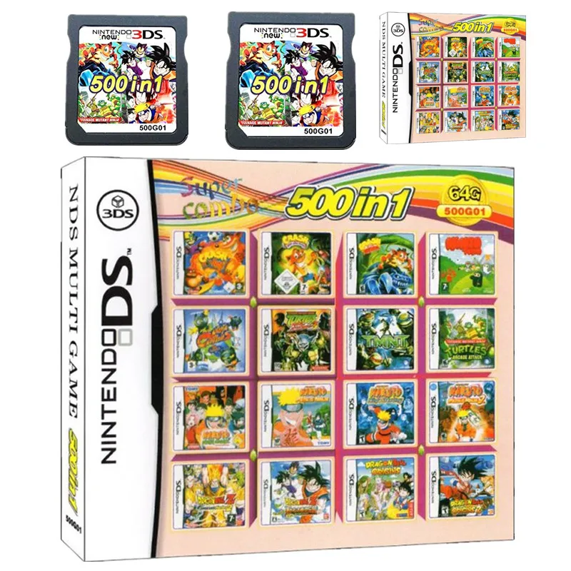 

New Nintendo DRAGON BALLZ & Narutom NDS DS 2DS New 3DS 500G01 IN1 Games NDS Game Pack Super Combo Cartridge for Nintendo Toys