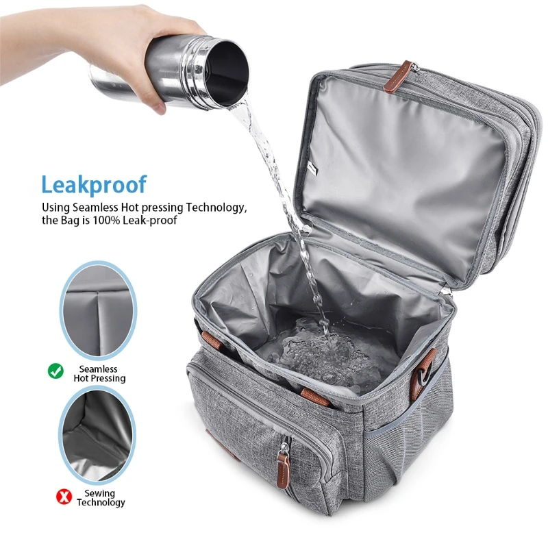 Двухуровневая Сумка-холодильник портативный пакет для пикника и льда Термосумка