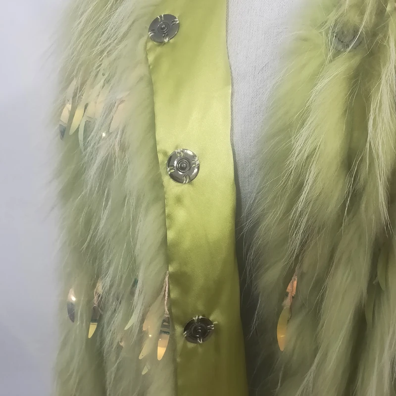 2022 Natural Fur Women Coat Soft Real Fur Coats Raccoon Jackets Female Plush Beading Overcoat Outerwear real fox fur coat