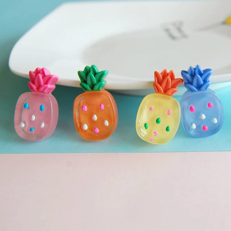 

20pcs/lot Kawaii Fruit Flatback Cabochon Pineapple Flat back Resin Cabochons Emebllishments Fit Phone Decoration DIY Accessories