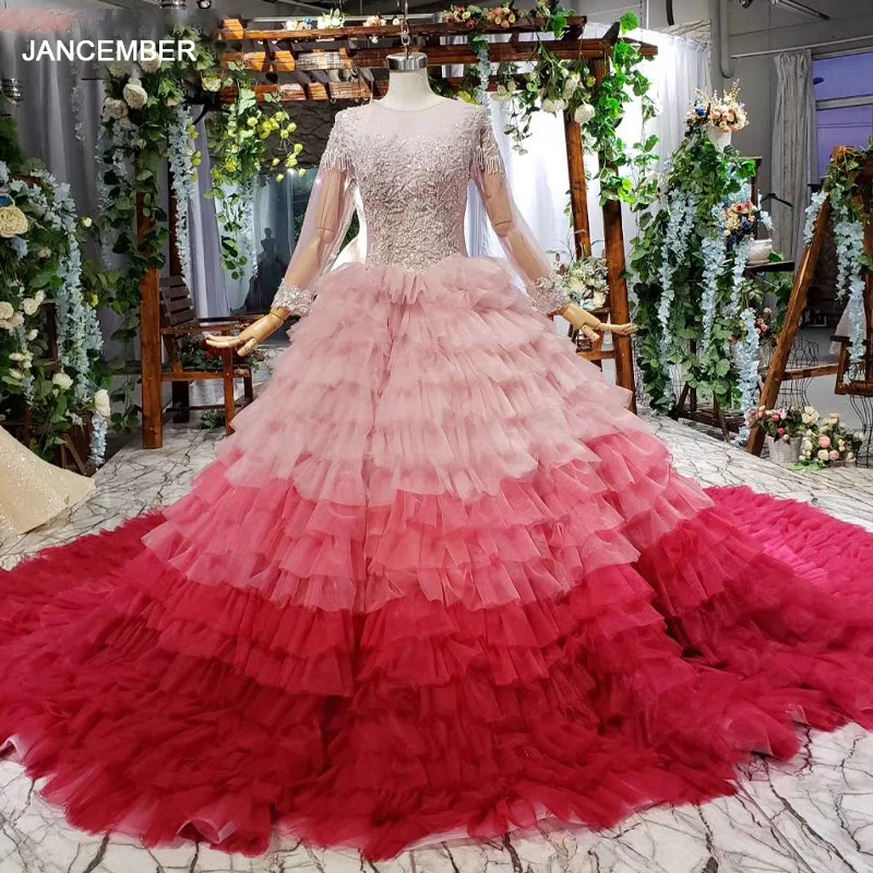 HTL674 элегантные длинные вечерние платья с шлейфом Иллюзия бисером аппликации