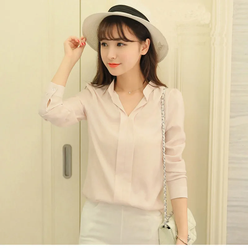 

Shirts Women 2020 New Harajuku Korean Style Stand Collar Long Sleeve Elegant Casual Chiffon Trendy Simple Leisure Girls Blouses