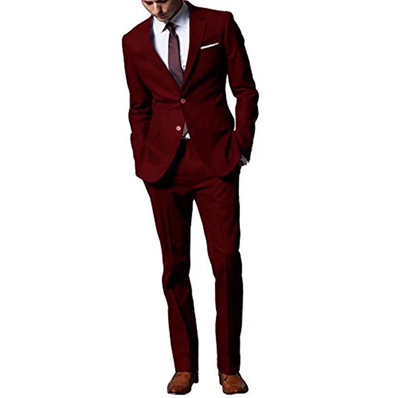 

Men's Classic Slim Fit Suits 2 Piece Jacket Pants Sets for Groom Wedding Party One Button Tuxedo Formal Business Office Blazer
