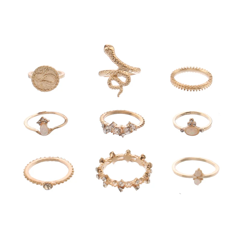 9 шт./компл. классические женские кольца с винтажным рисунком крутые на палец