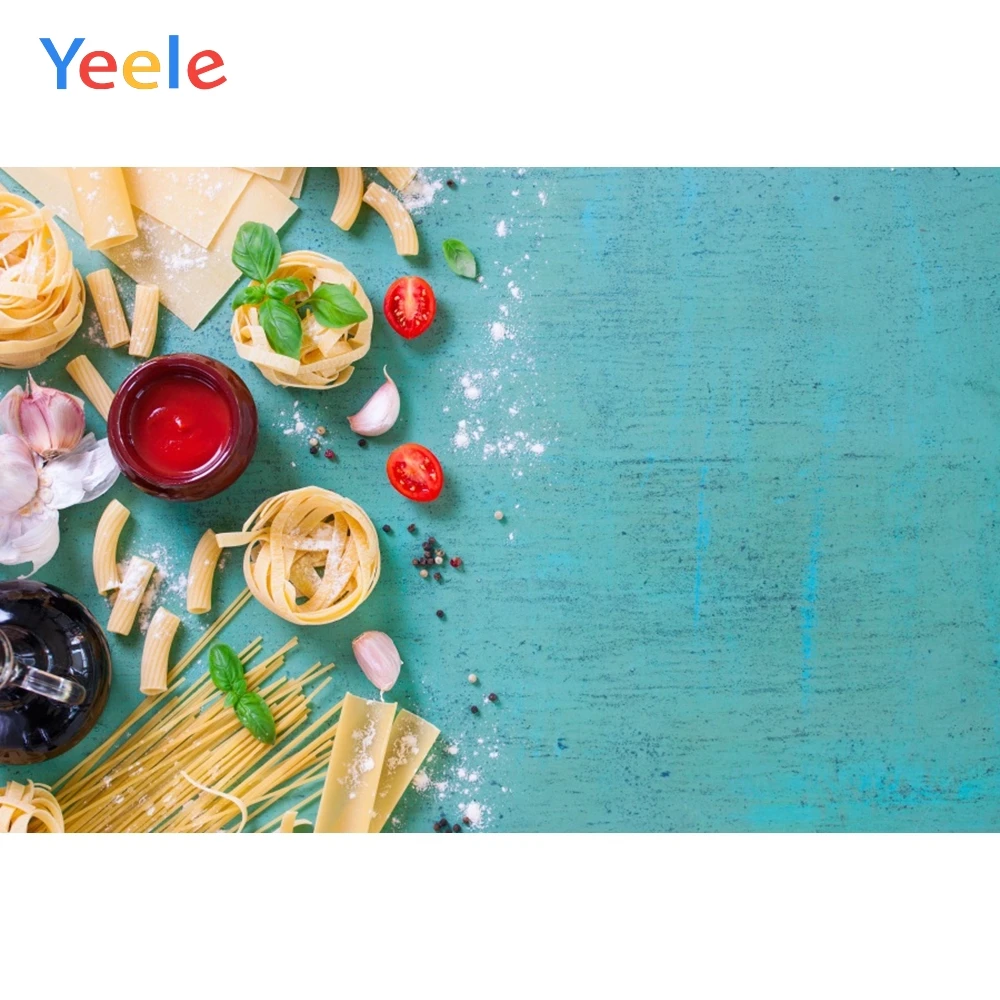 

Виниловый фон для фотосъемки с изображением голубых деревянных досок кухонные овощные лапши приправы еды