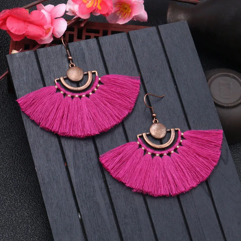 

2020 New Exaggerated Earrings women's Curved Fringe Bohemian Long Earrings Colorful Wedding Party Jewelry Gift