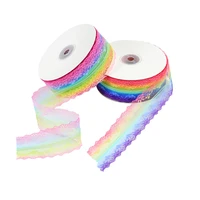 5yards 35mm rainbow color organza lace ribbon for bow crafts gift wrapping materials handmade diy wedding party home decoration