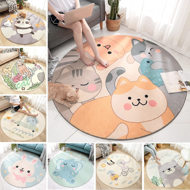Круглый ковер с мультяшными животными коврики для дома гостиной спальни ковры из