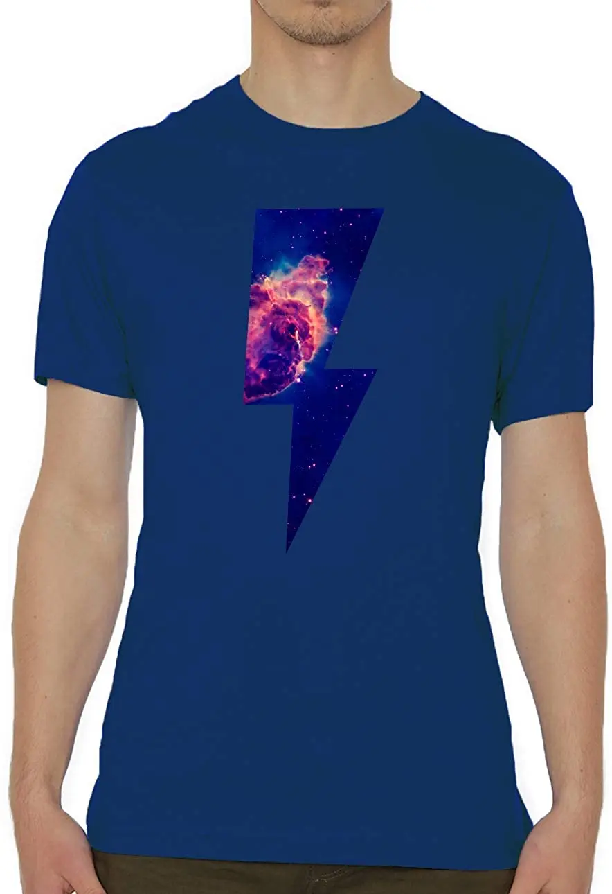 

Cosmic Nebula Galaxy Lightning Artwork Crew Neck Men's T-Shirt New Tee Summer 2020 Pure Cotton Breathable Short Sleeve Tshirt
