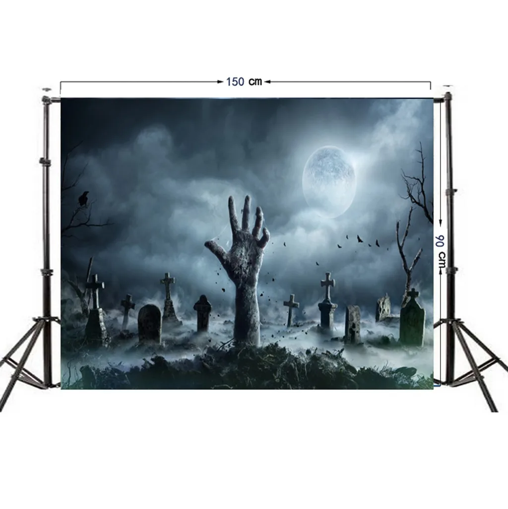 Фотофон замок Хэллоуин фон для фотосъемки Ночная ведьма вороны Тыква Луна