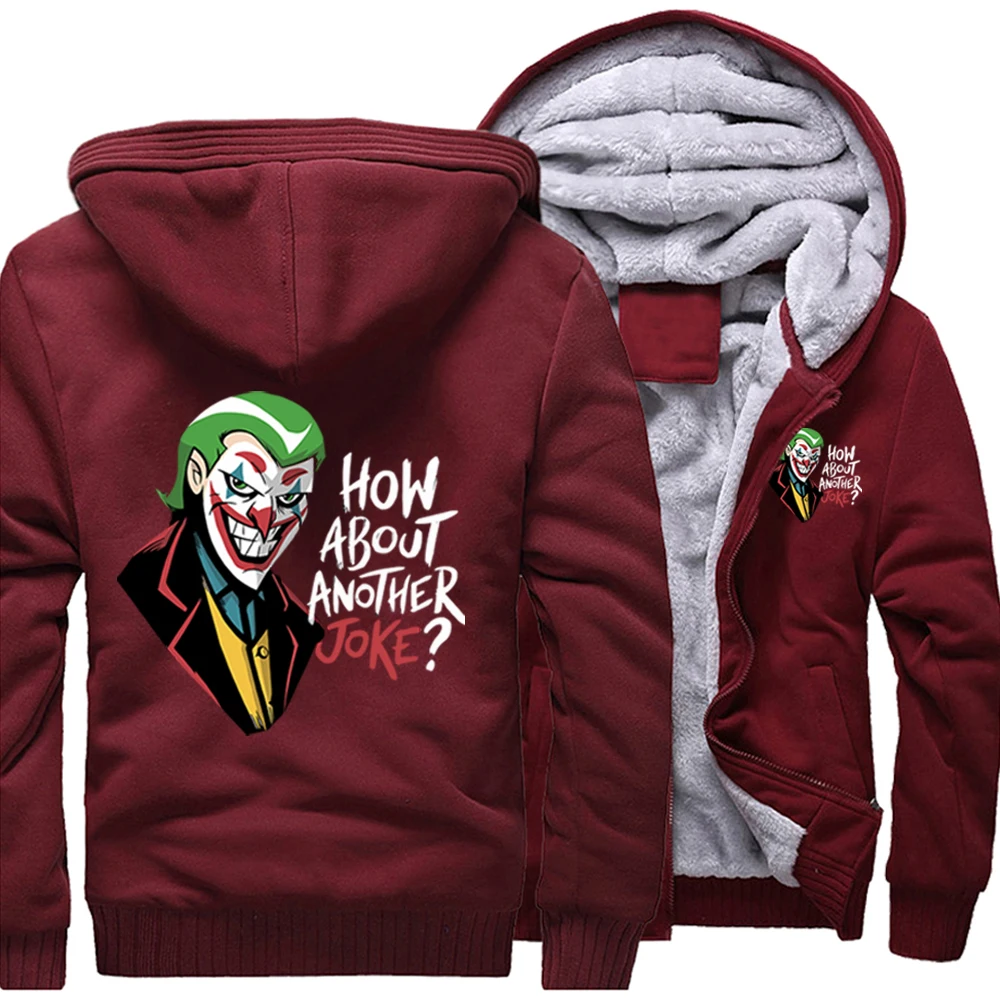 

Hip Hop How About Another Joker Harajuku Coat Hoodie Street Jackets Winter Warm Thick Hoodie Top Men Fitted Black Sweatshirt