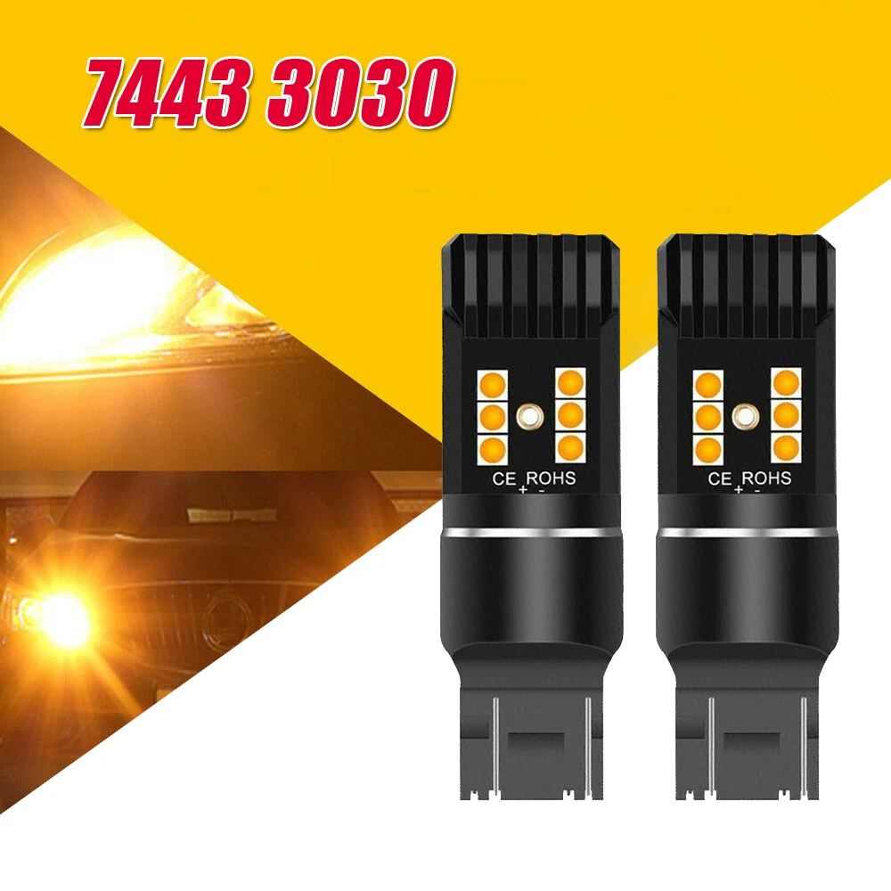 

2pcs 7440 7443 Amber DC 12V LED Turn Signal Backup Reverse Parking Brake Tail Light Bulbs Anti Hyper Flash Canbus Error Free