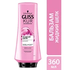 Gliss Kur Бальзам Жидкий шелк, для непослушных, тусклых волос, гладкость и блеск, 360 мл