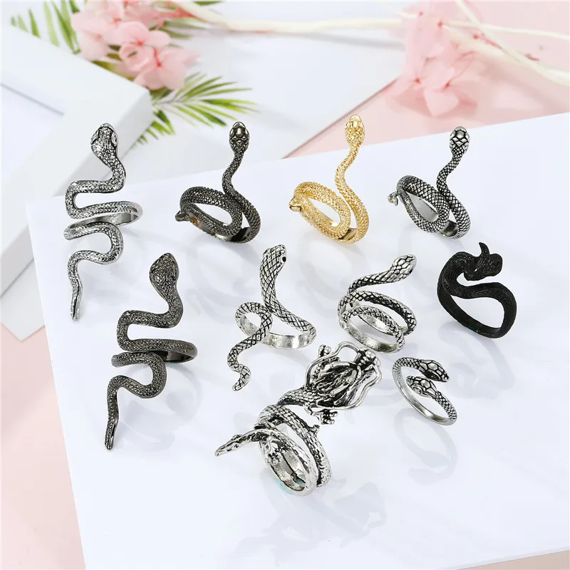 Винтажное кольцо со змеиным принтом ювелирное изделие в готическом стиле с