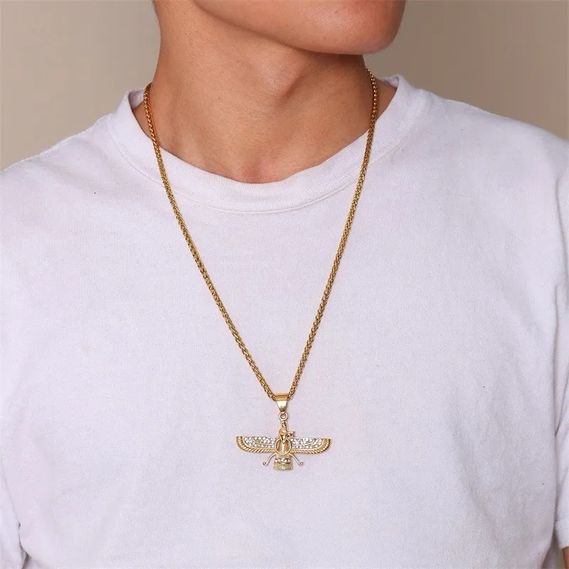 Мужские Винтажные ожерелья Vnox зороастрианские золотого цвета из нержавеющей