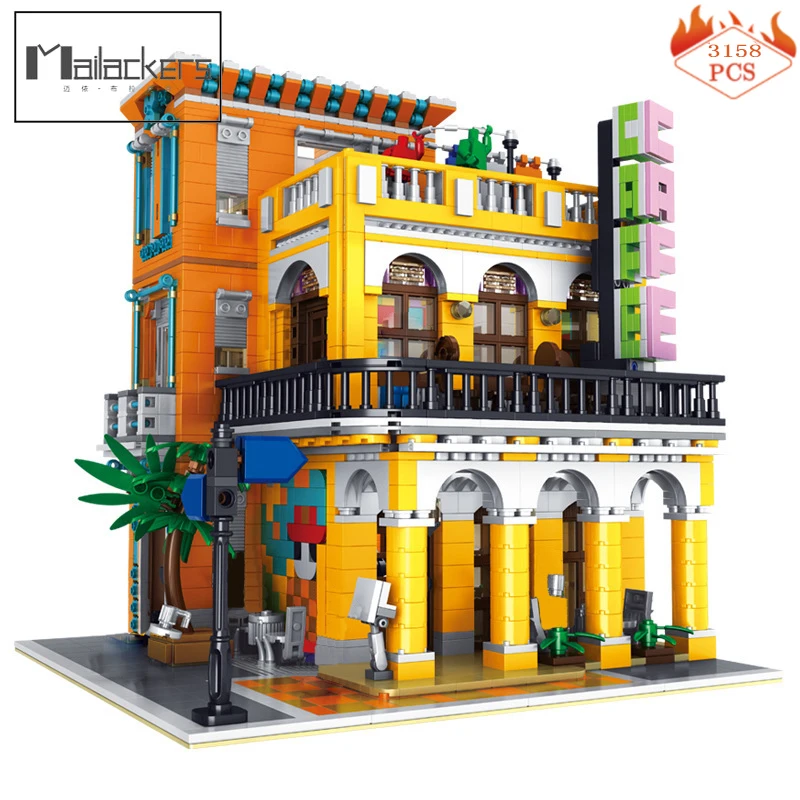 

Модульные строительные блоки Mailackers, 3158 шт., городской технический кафе, Moc, наборы уличных блоков, игрушки для детей, подарок