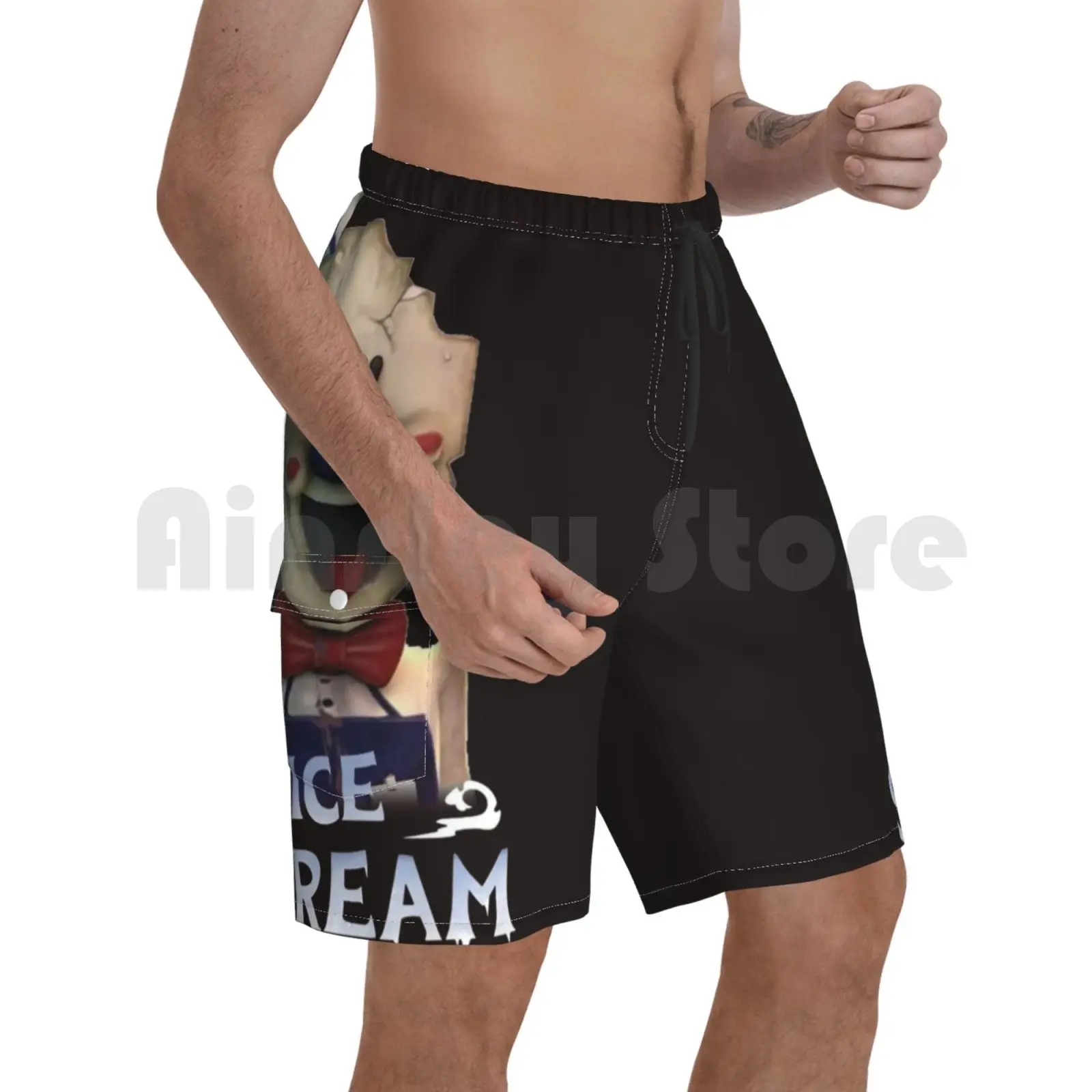 

Mobile Horror Game Ice Scream Beach Shorts Men Beach Pants Swim Trunks Granny Android Ios Slendrina Ice Scream Kindly