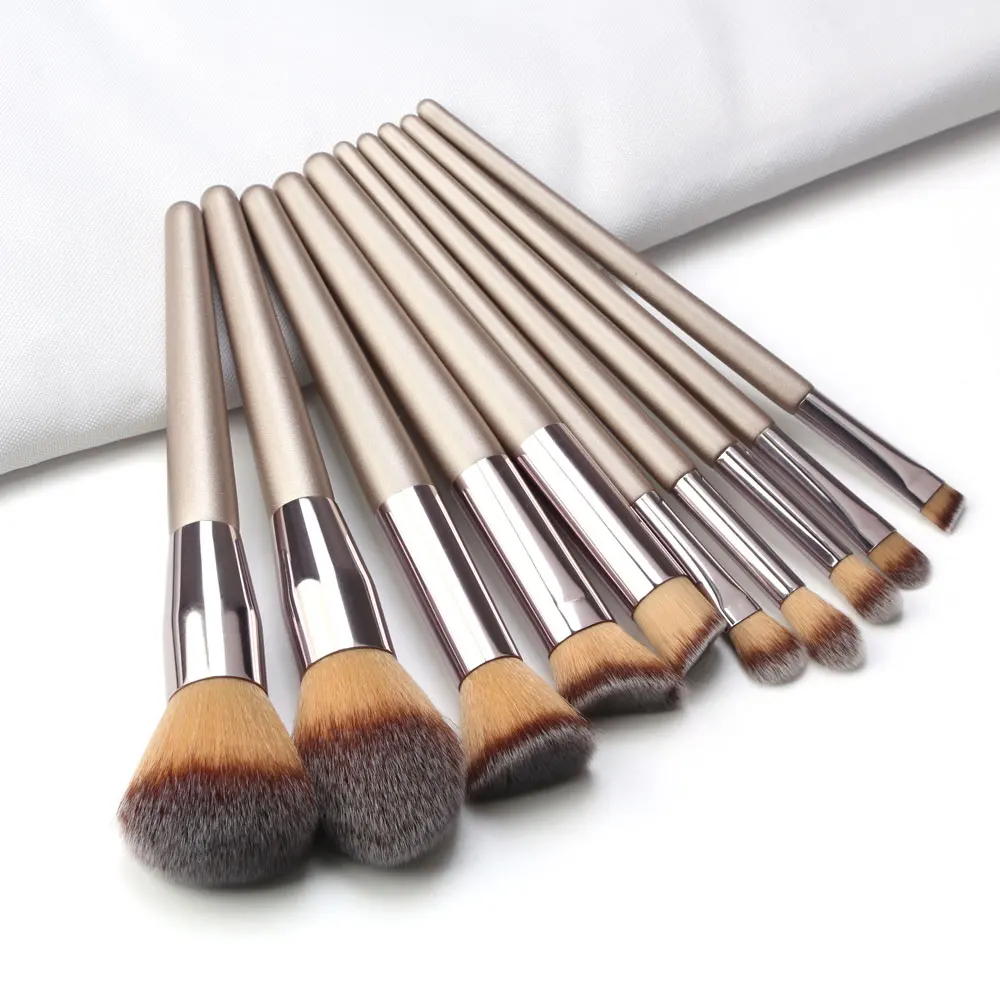 10 pcs Professional Makeup Brushes Metal Tube Paint Handle Eye shadow Eyelash Concealer Cosmetic brush Set drop shipping