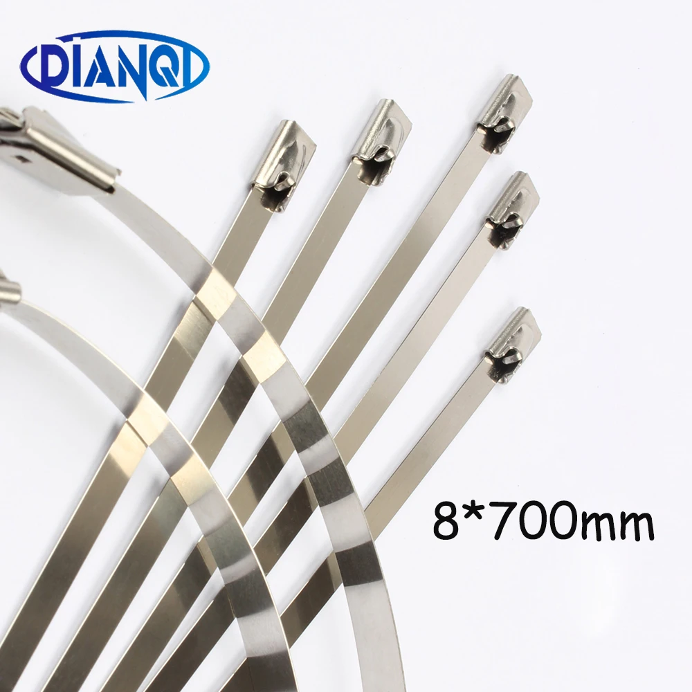 

100pcs 8*700mm 8x700mm 8mmx700mm Latching Self-Locking Stainless Steel Zip Cable Tie Lock Tie Wrap cable ties 201 304 316