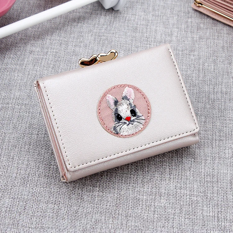 

Women Wallet Small Cute Rabbit Wallet Famale Short PU Leather Solid Wallets Hasp Purses Portefeuille Female Purse Clutch