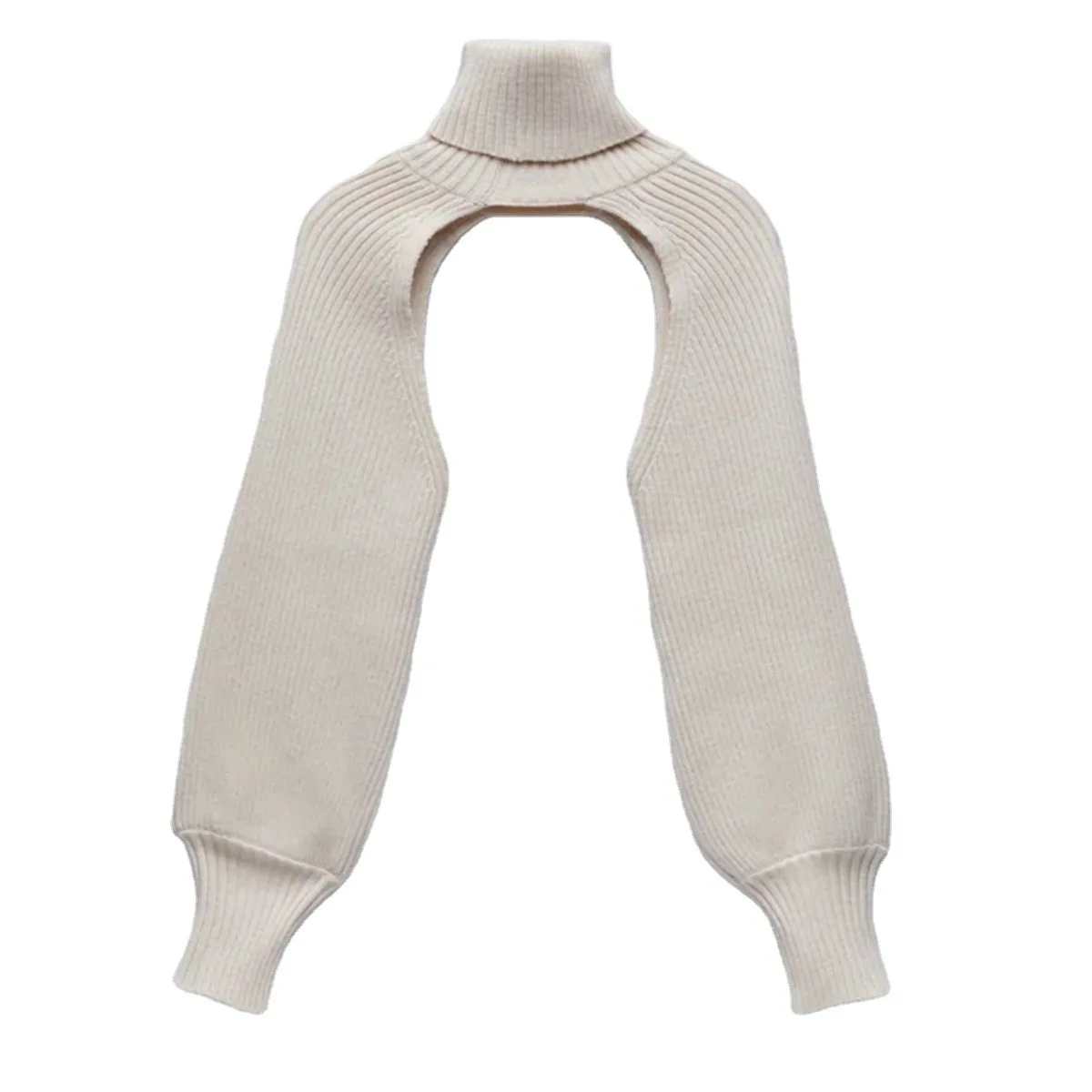 

2021 Spring Hot Style Women's Lantern Sleeve Turtleneck Woolen Sleeves Solid Color Sweater Women's Single-breasted Clothing